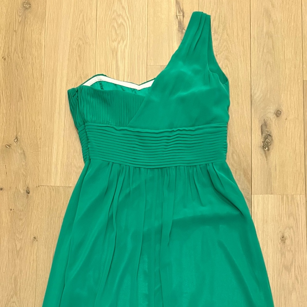 Laundry by Shelli Segal One Shoulder Long Floor Length Chiffon Dress Gown Green - Picture 10 of 16